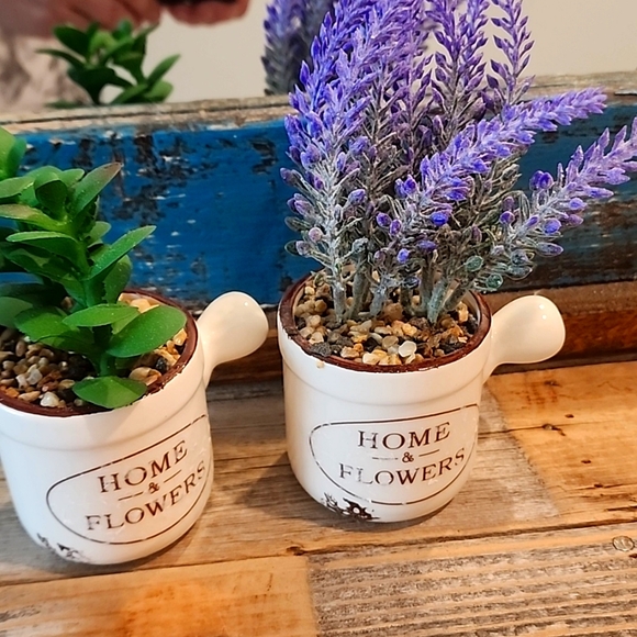 Artificial potted plants, set of 2 - Picture 1 of 8